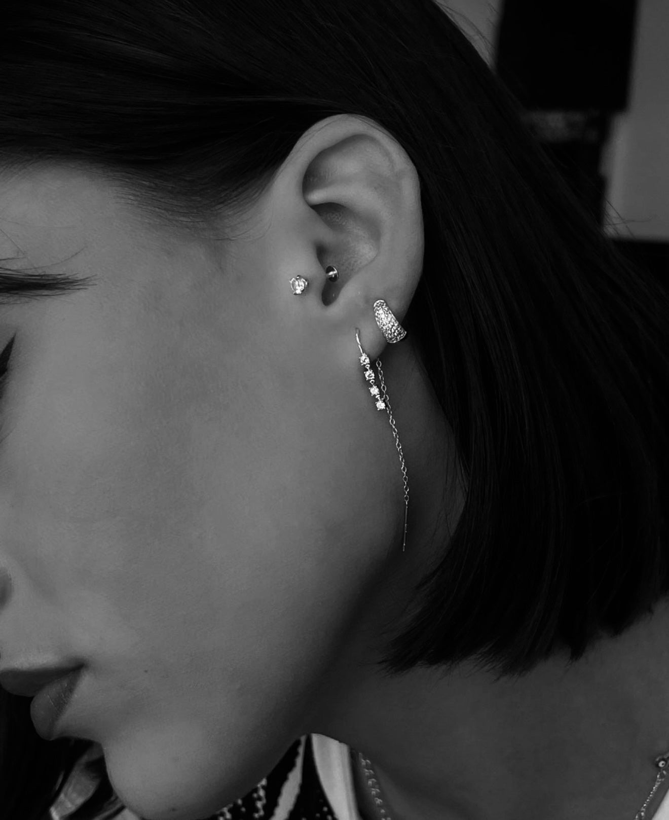 Paula silver chain earring