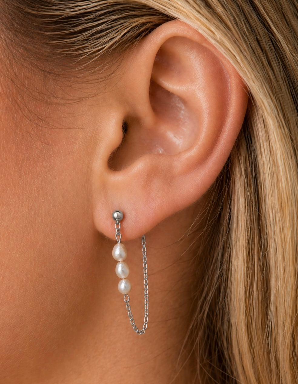 Aiden Pearl Silver Drop Earrings