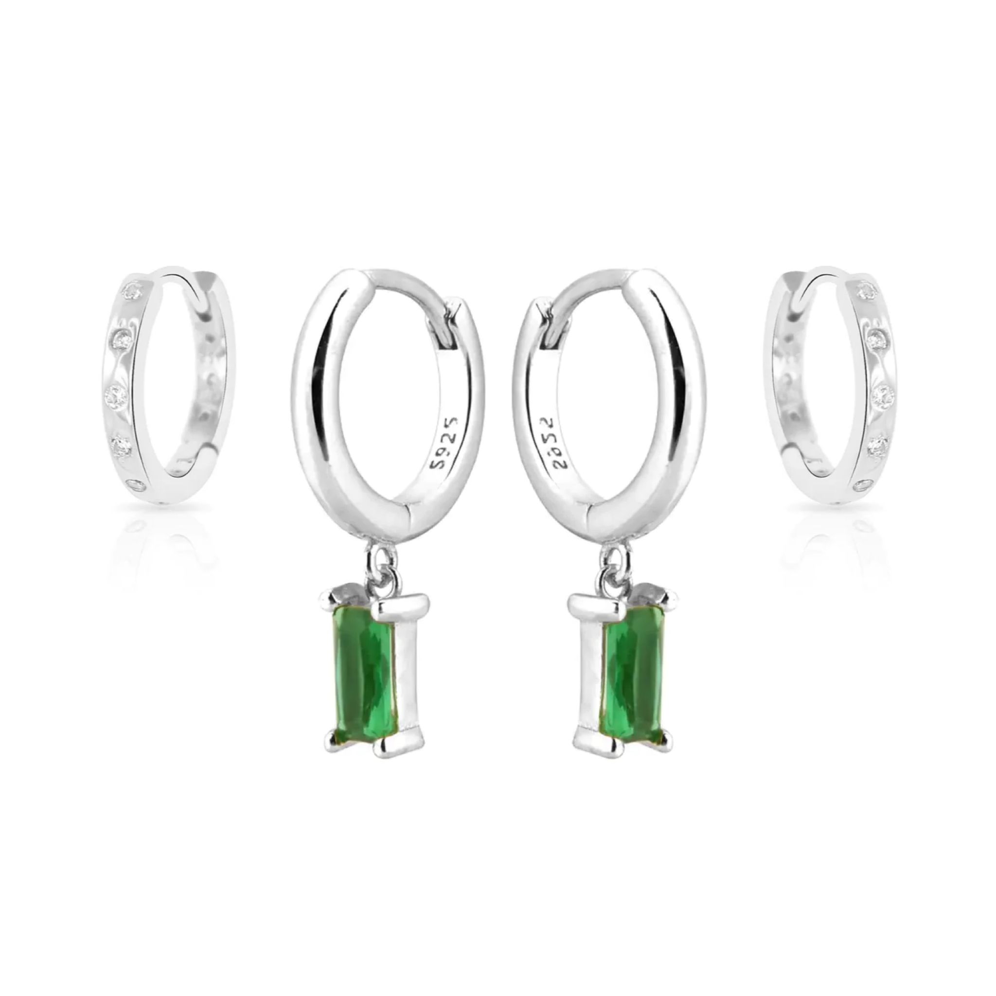 Laria Green silver earring set