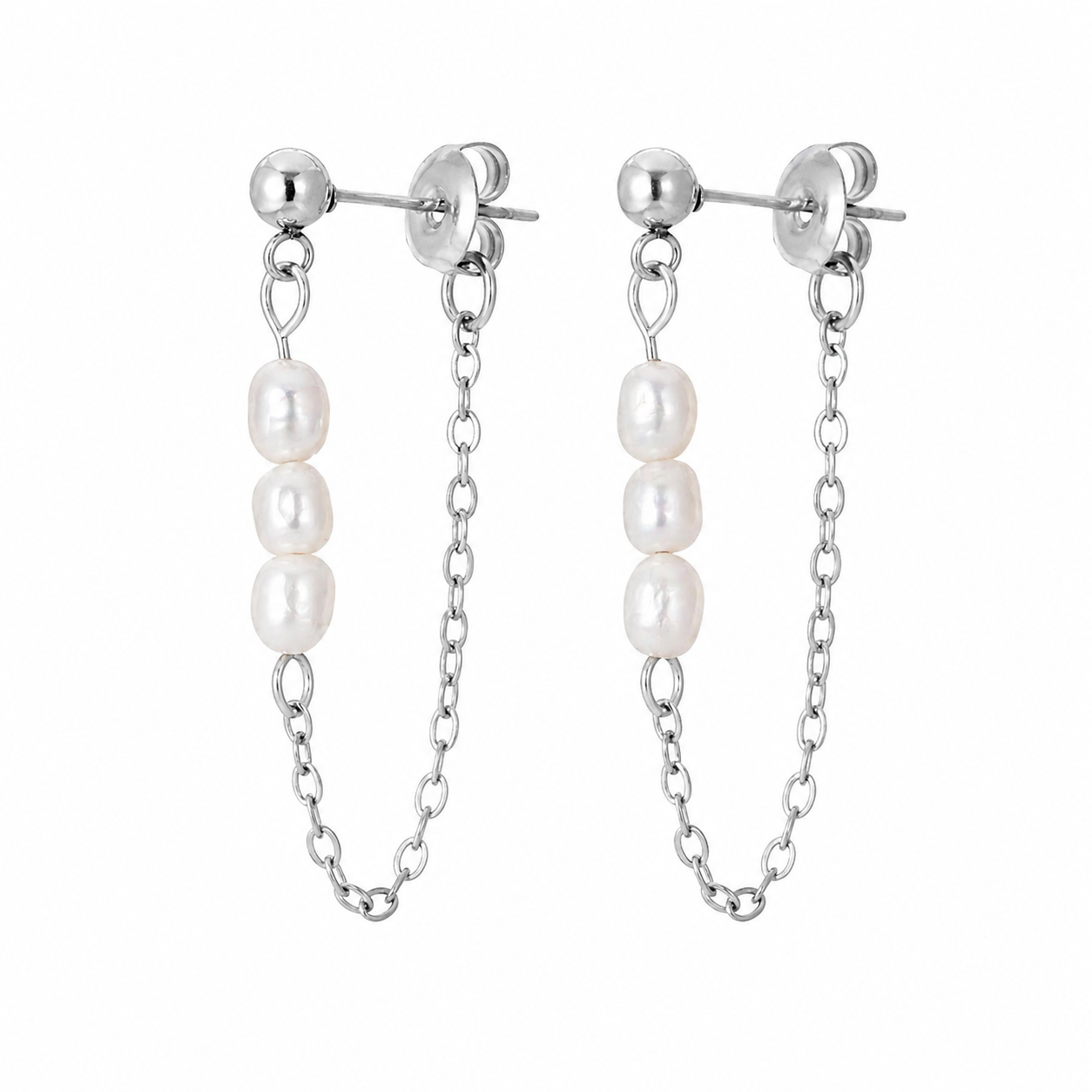 Aiden Pearl Silver Drop Earrings