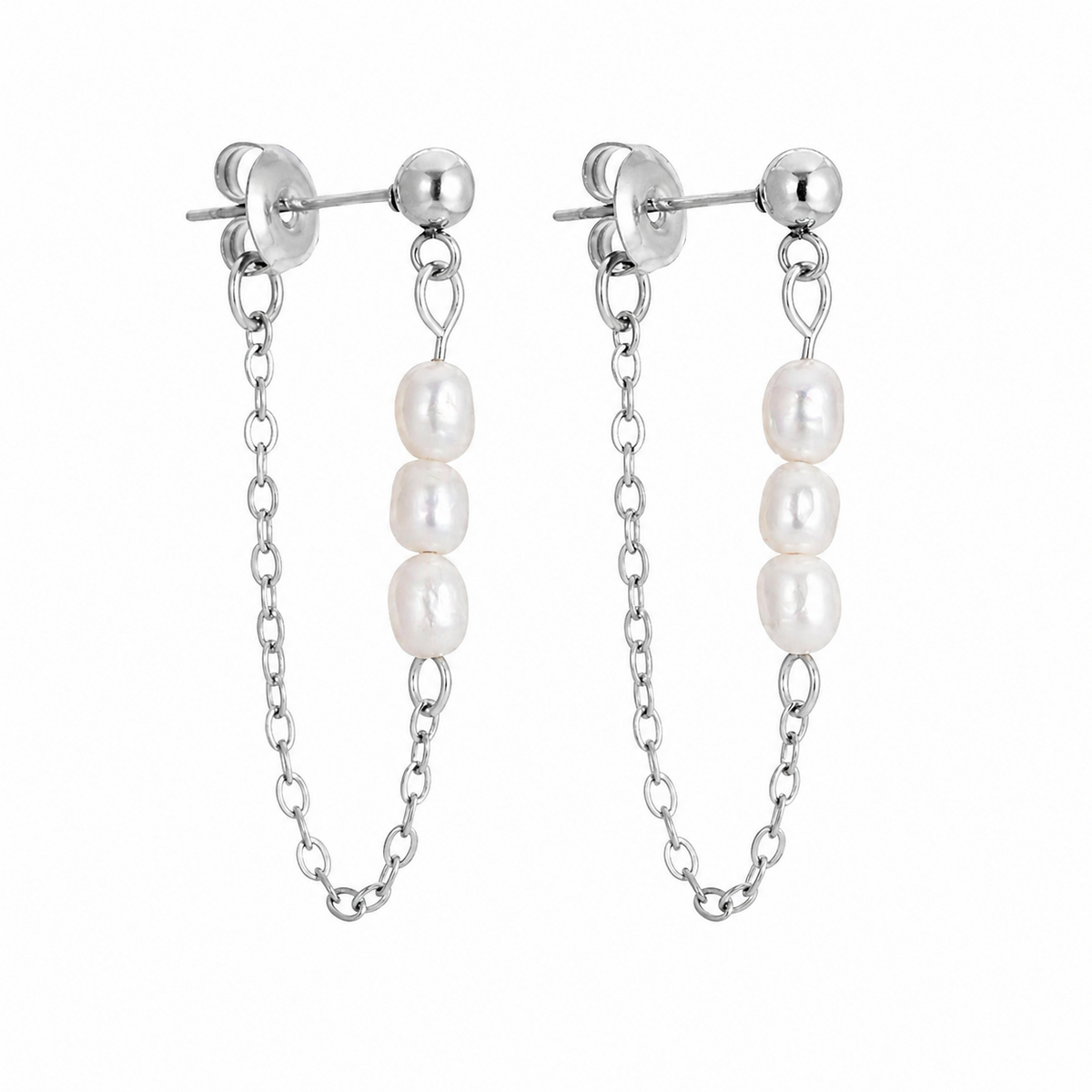 Aiden Pearl Silver Drop Earrings