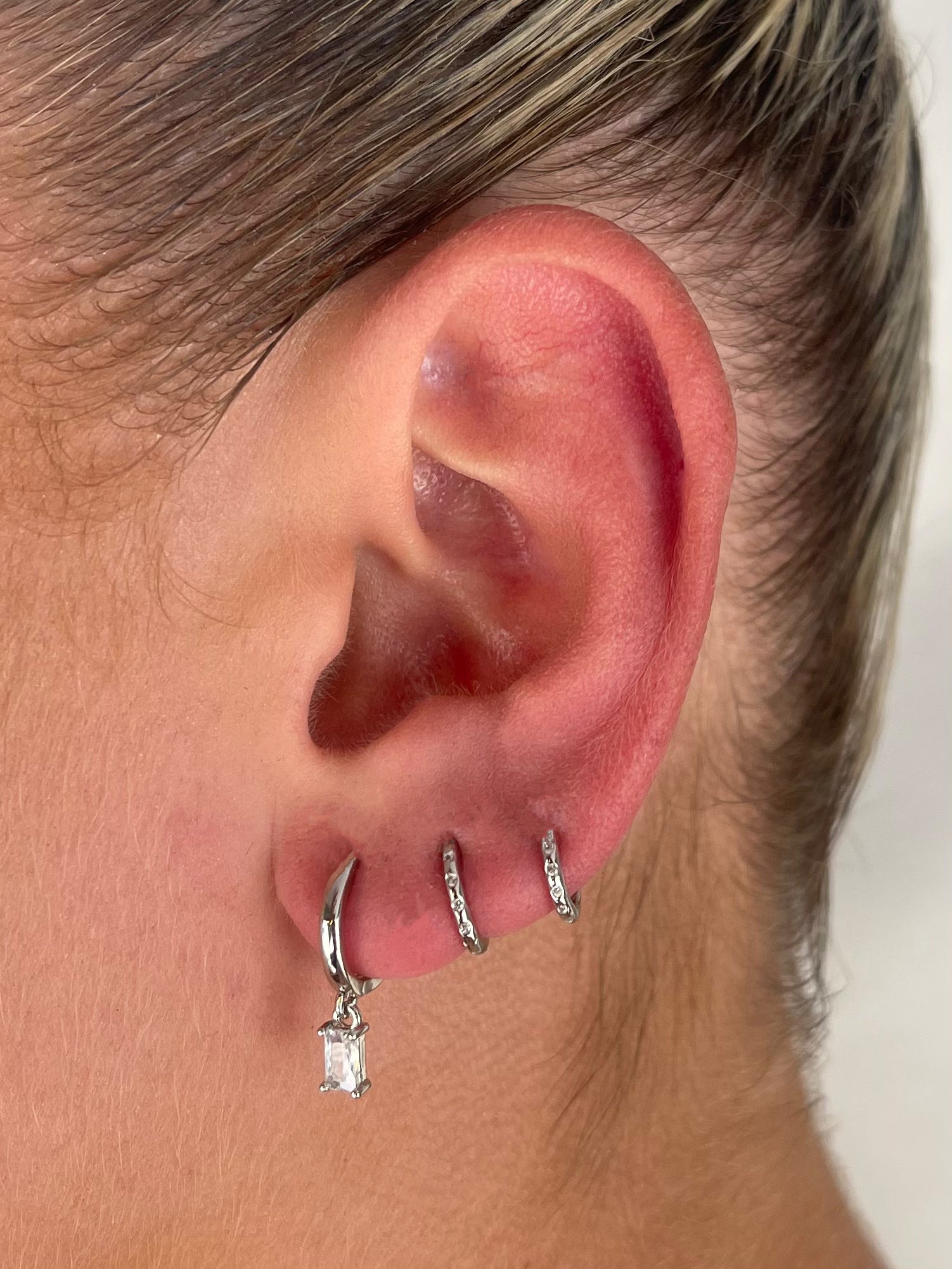 White Silver Stone Earrings