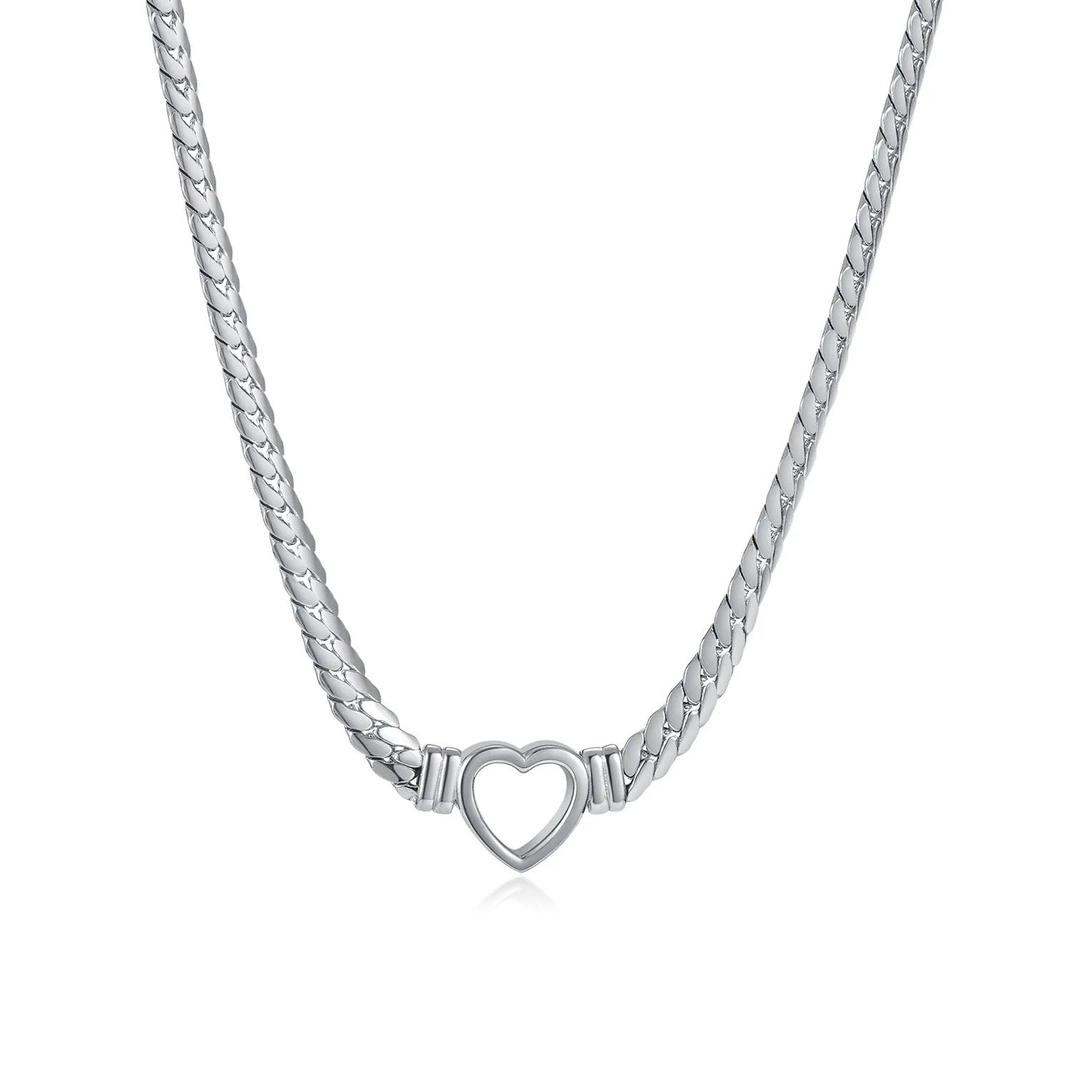 Sabrina Silver Heart Choker