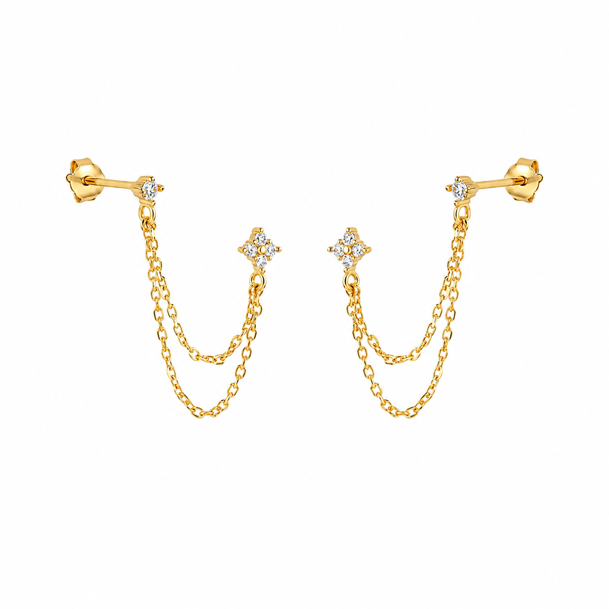 Helena Double White Stud Earrings