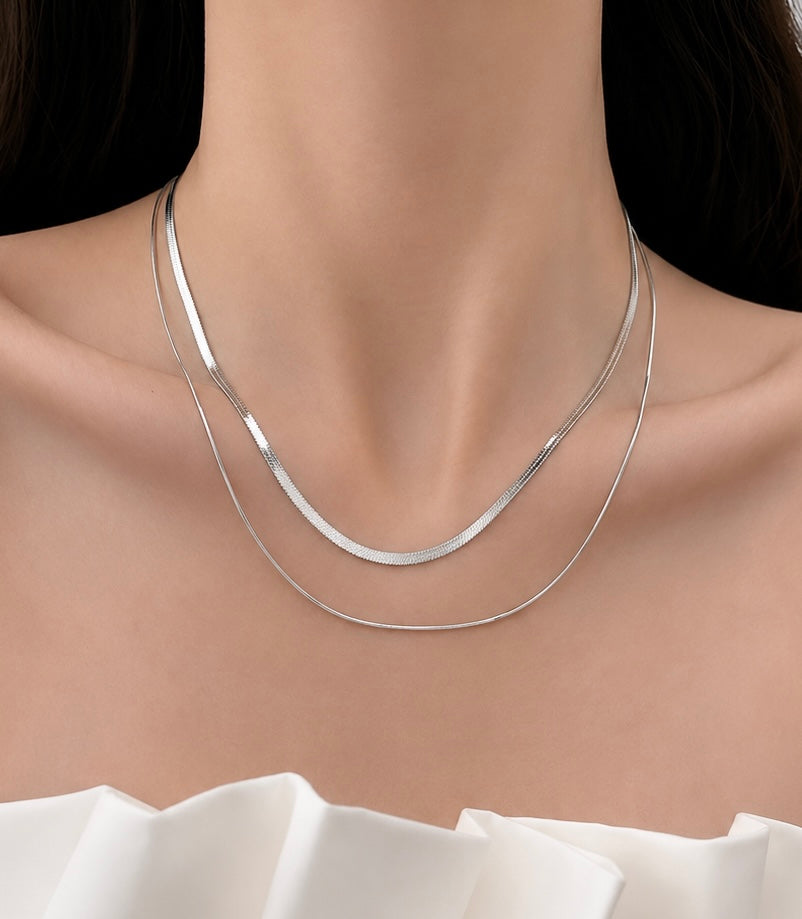 Mika Silver Layered Necklace