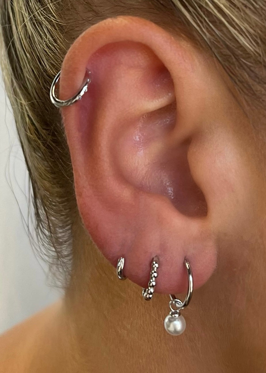 dainty pearl silver earring