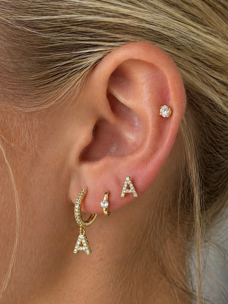 Initial Huggie Earrings