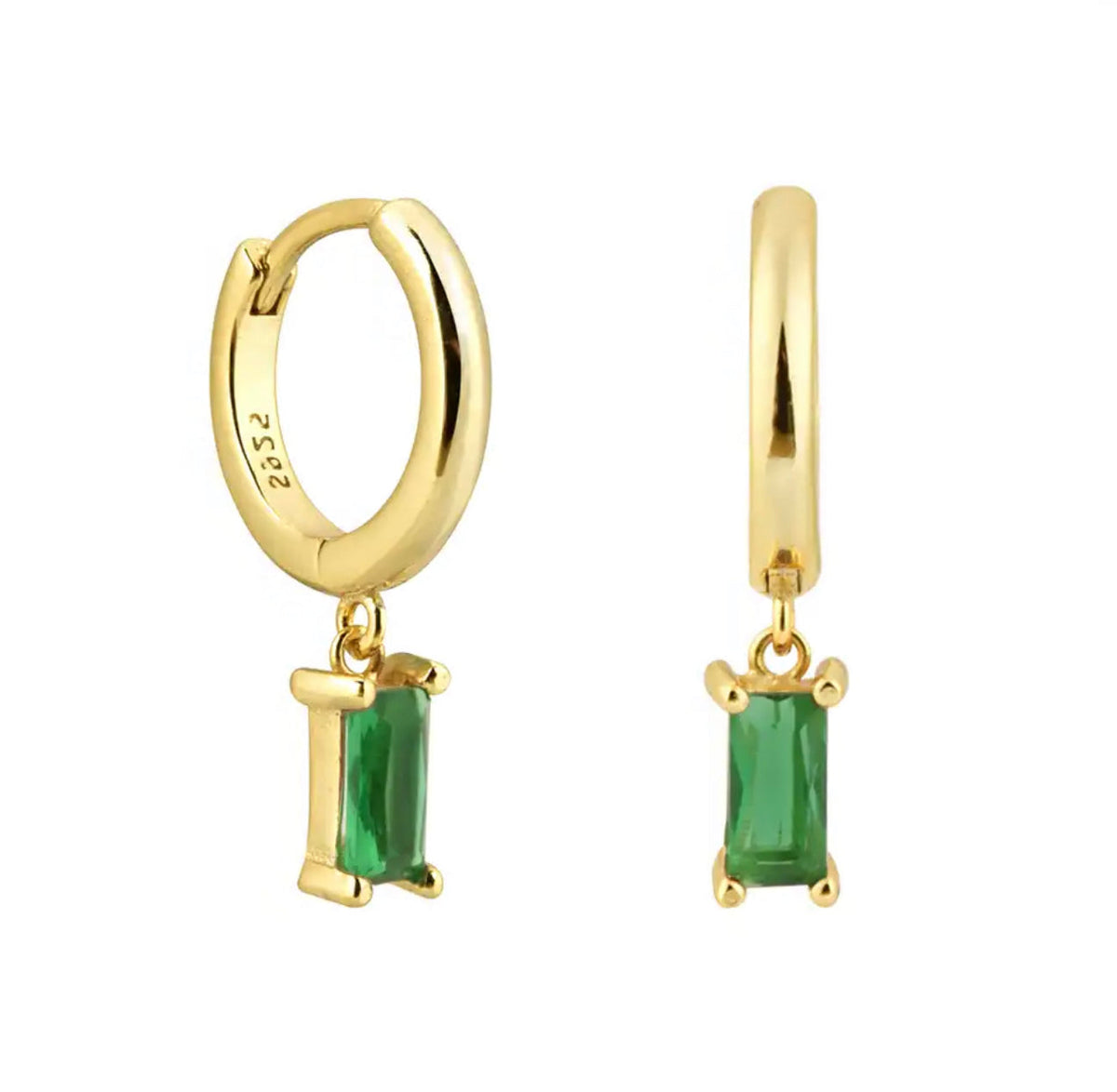 Green Mini Stone Earrings