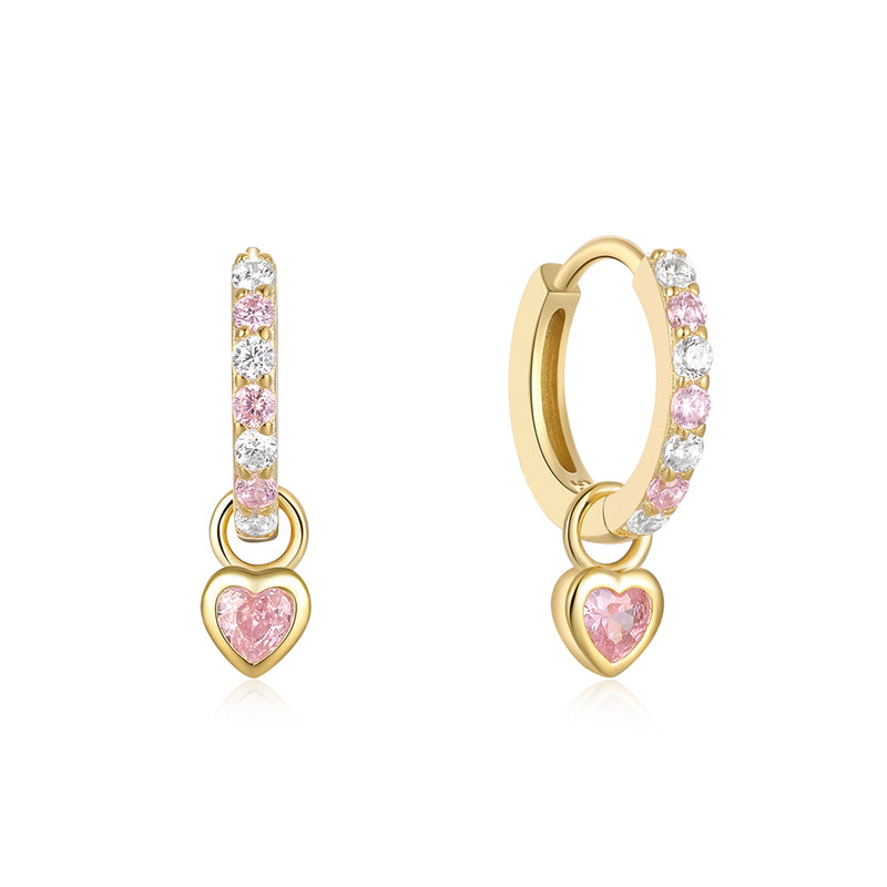 Jaquie Pink hearts earring