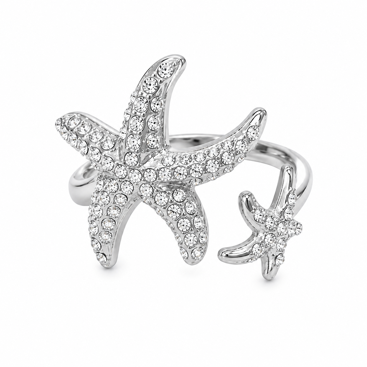 Stella Starfish Silver Adjustable Ring