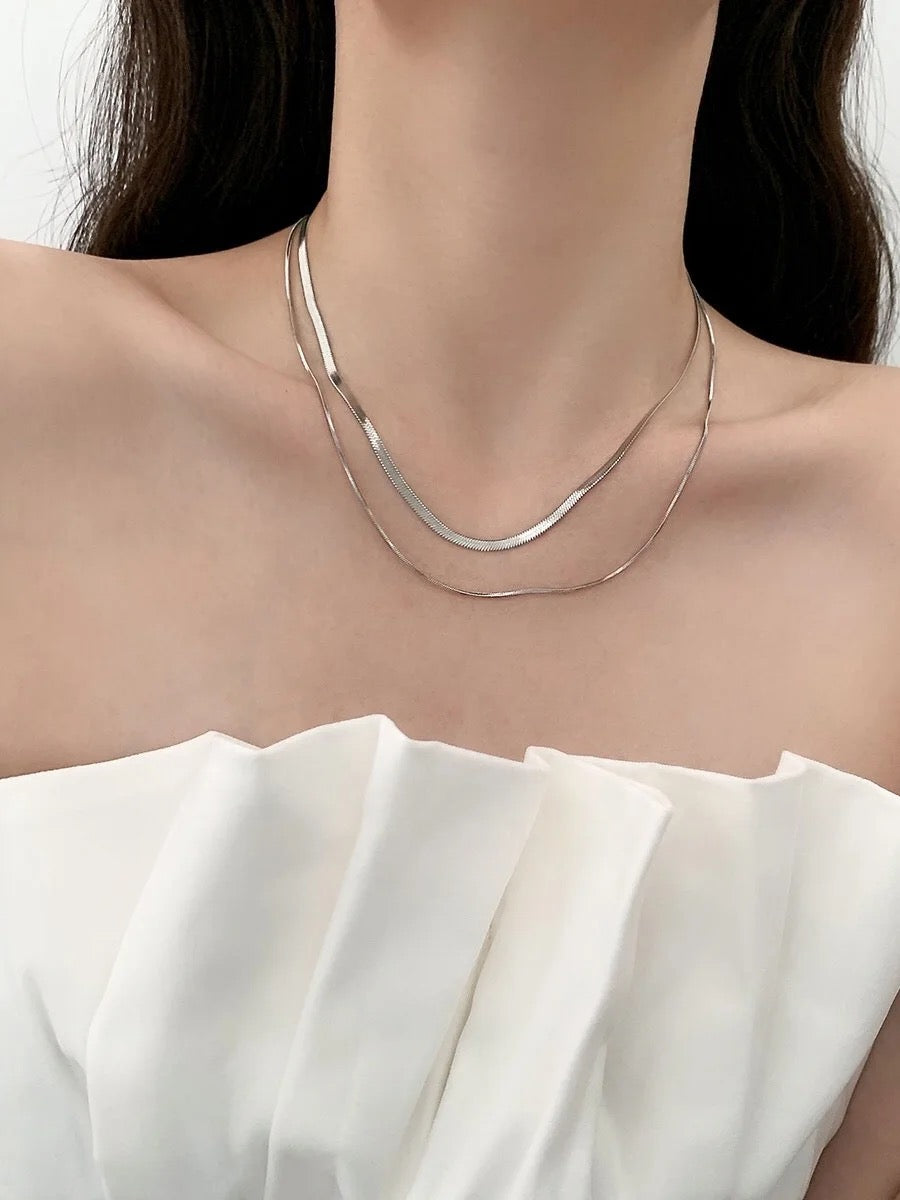 Mika Silver Layered Necklace