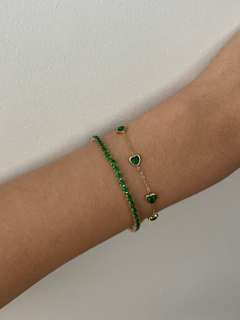 Franca green heart bracelet