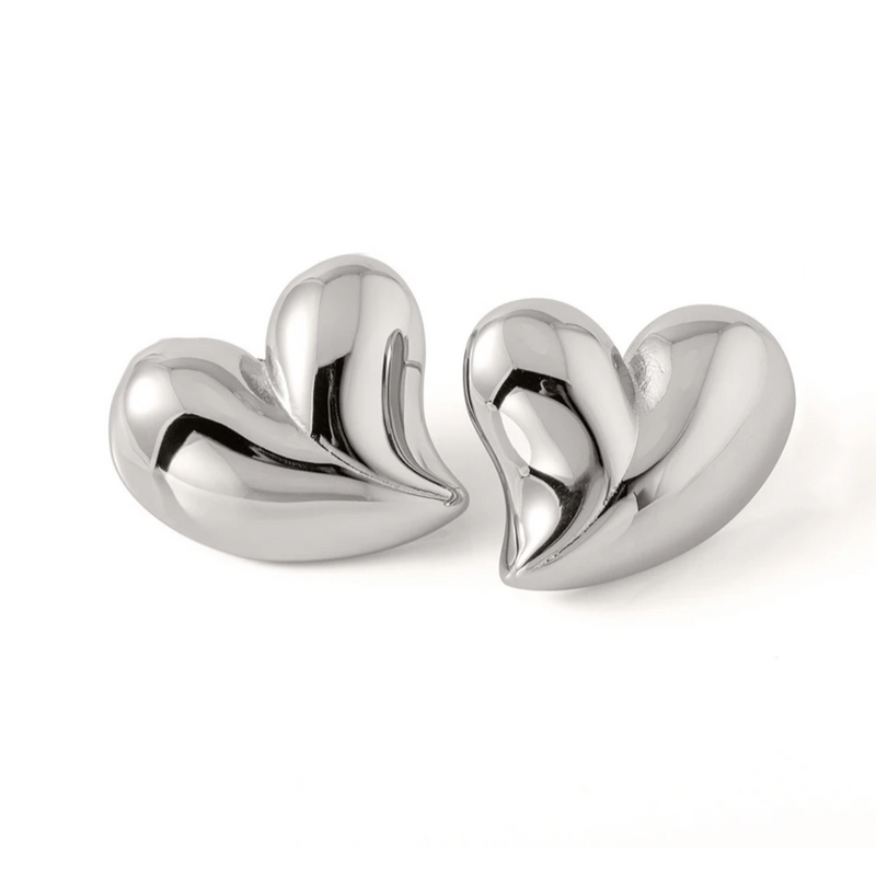 Jodie heart silver earrings