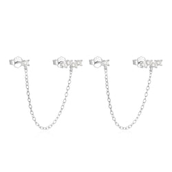 Cesca double stud silver earring