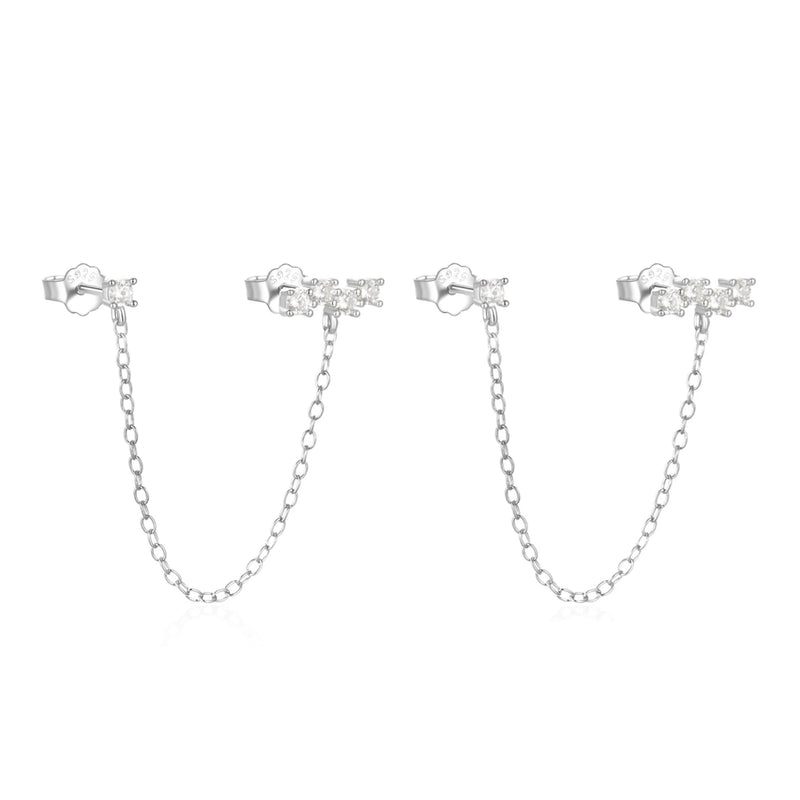 Cesca double stud silver earring