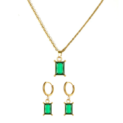 Avi green necklace and earring set