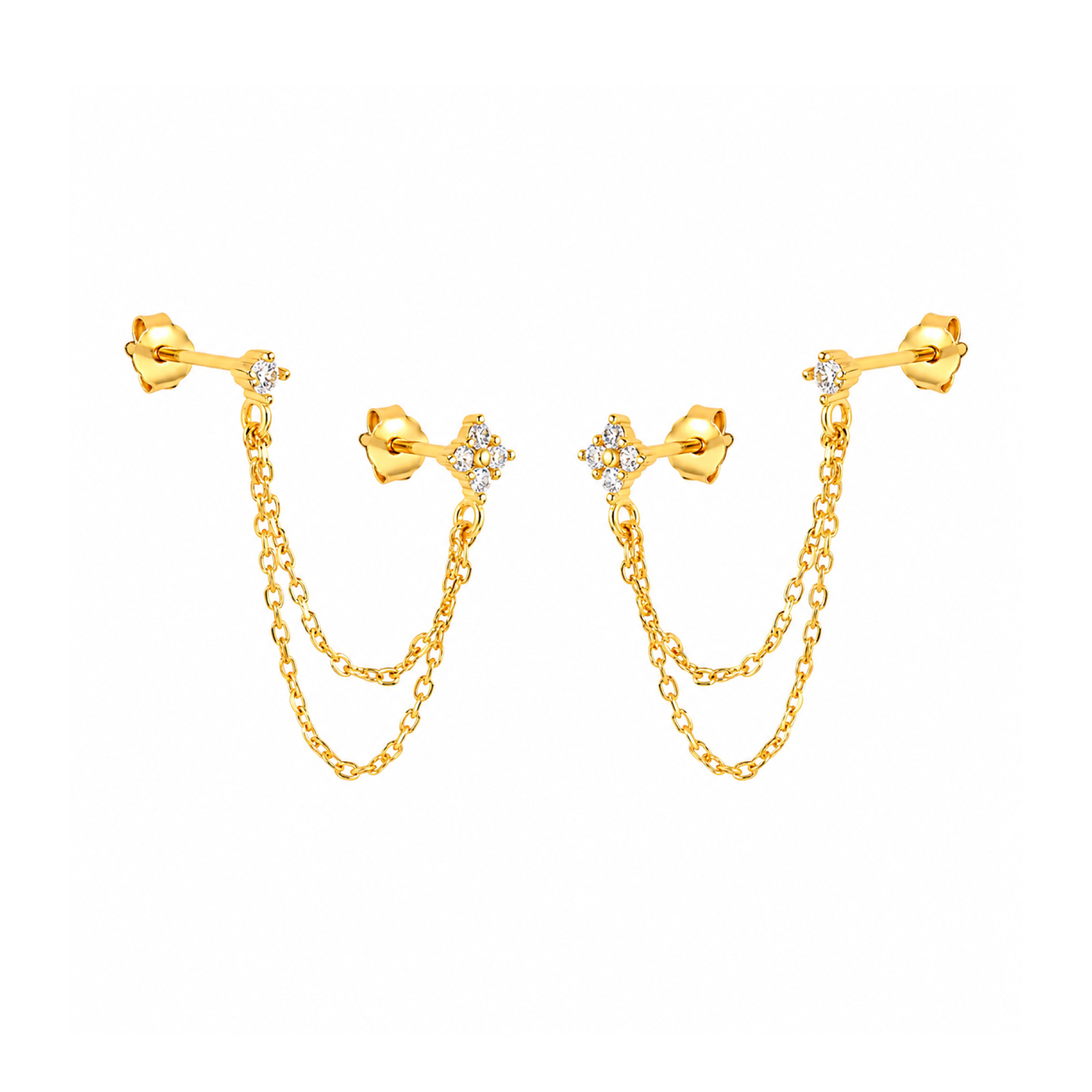 Helena double white stud earrings