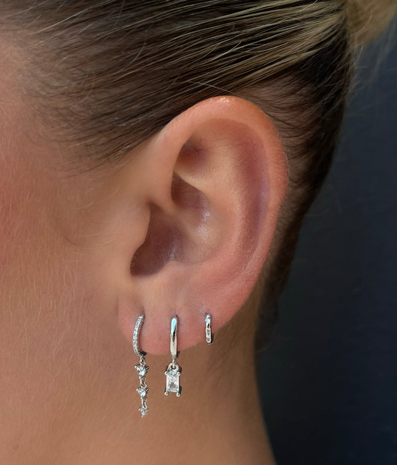 White Silver Stone Earrings