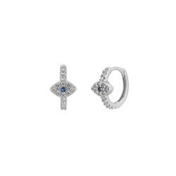 evil eye mini 6mm silver earrings