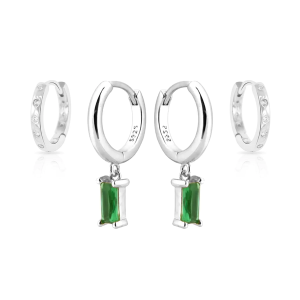 Laria Green silver earring set