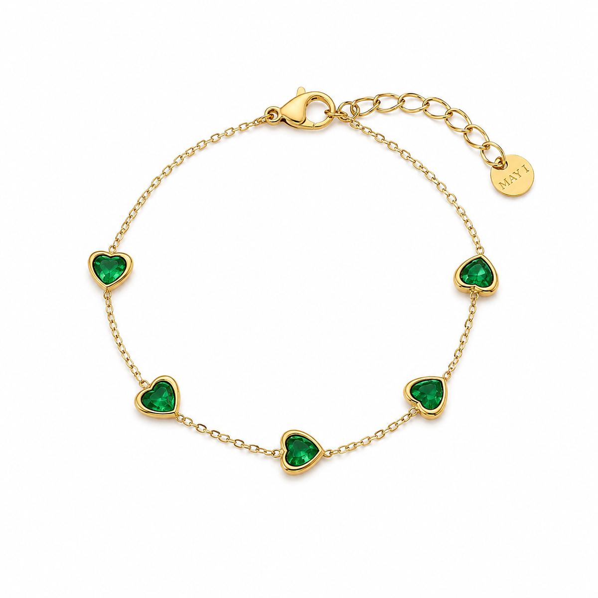 Franca Green Heart Bracelet