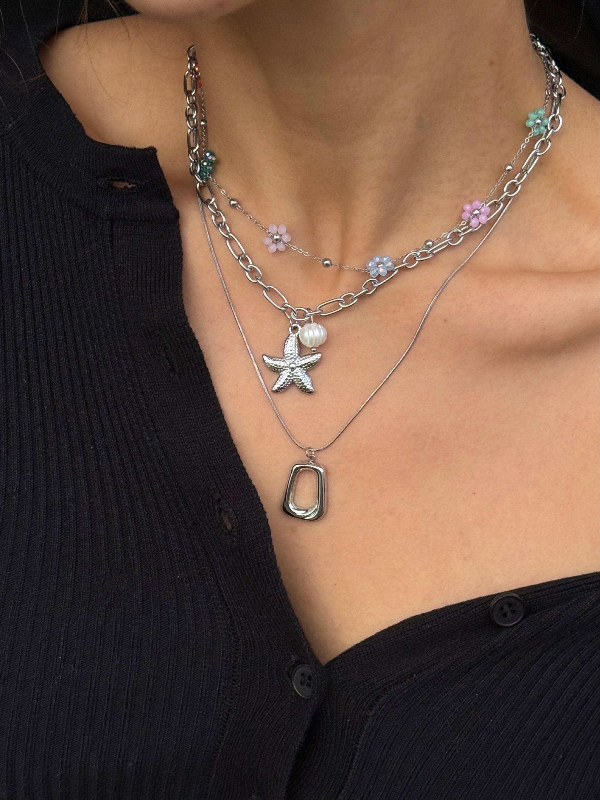 Samantha Silver Flower Choker Necklace