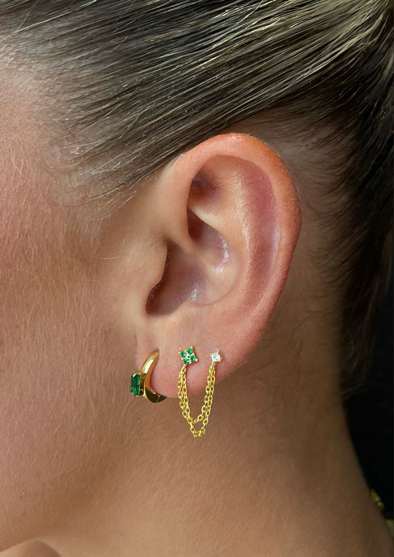 Helena double green Earring studs