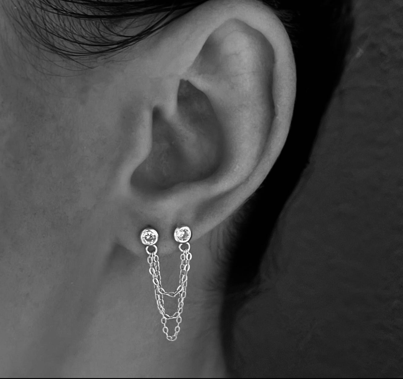 Irie double stud silver earrings