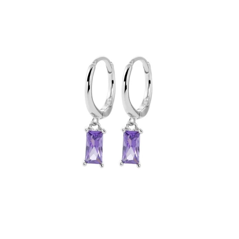 purple stone silver earrings