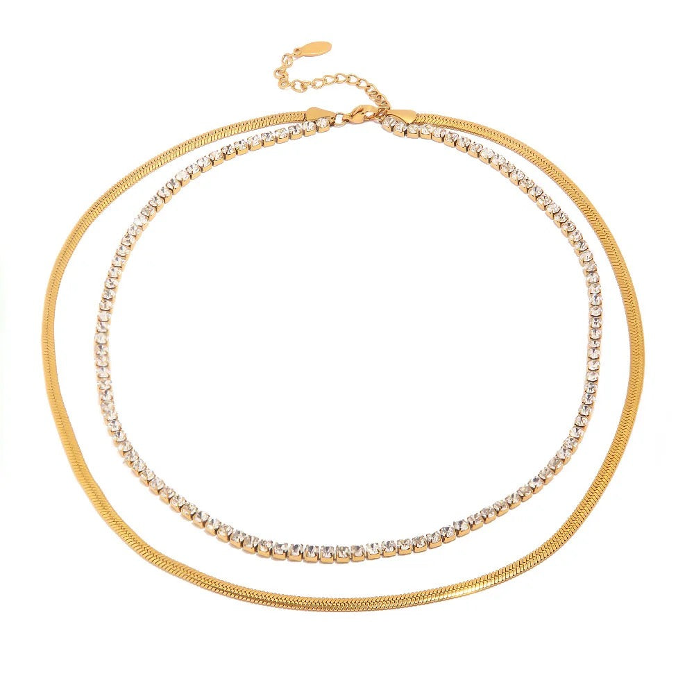 Gianna Tennis & Snake Chain Choker Necklace