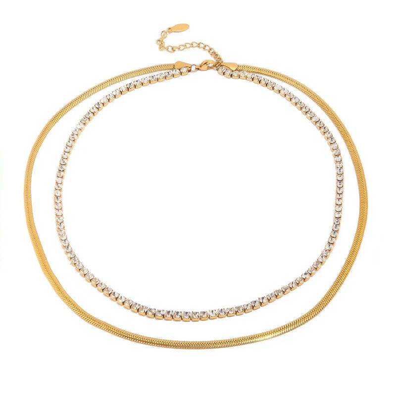 Gianna Tennis & Snake Chain Choker Necklace