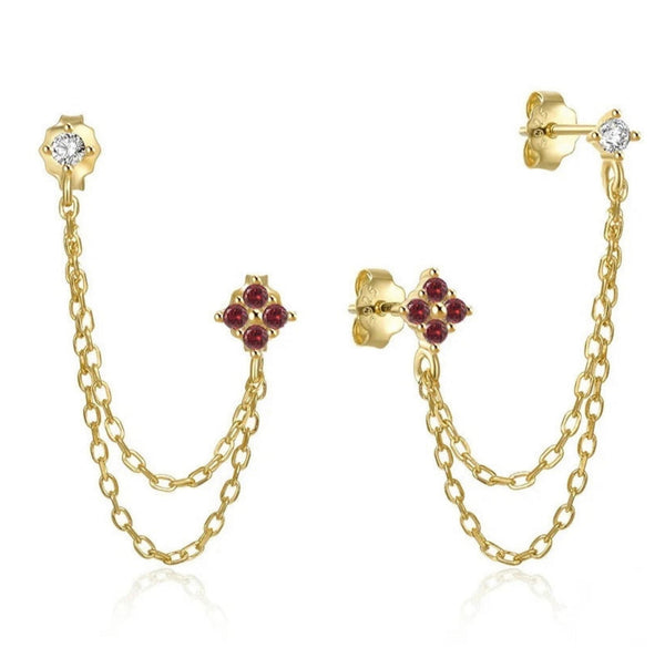 Helena double red stud earrings