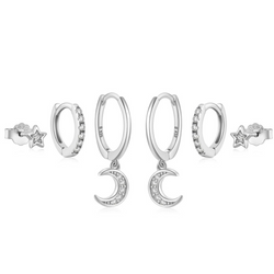 Ellica moon Silver earring set