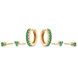 Lola green stone earring stack set