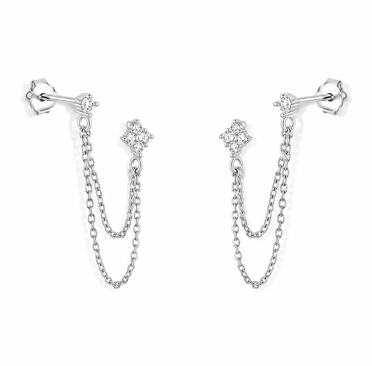 Helena Double Earring Stud Silver
