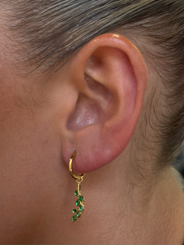 Leaf drop green earring