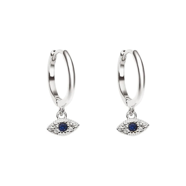 Evil eye silver earrings