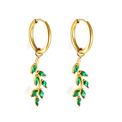 Leaf drop green earring