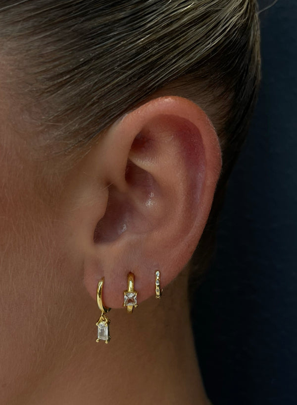 White Stone Mini Earrings