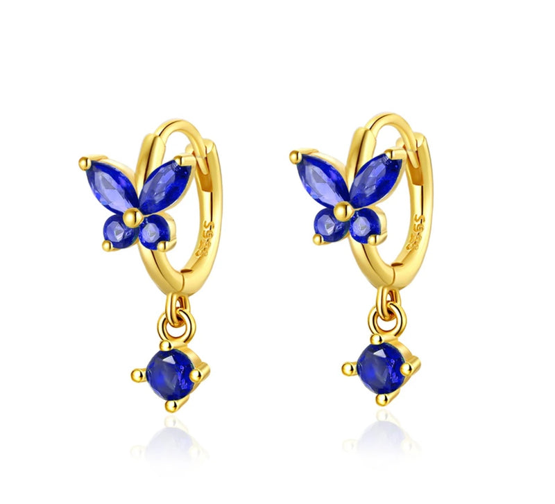 Blue butterfly earrings