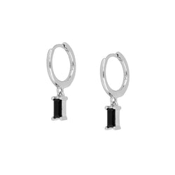 black stone silver earring