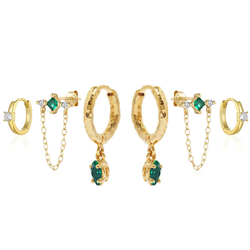 Emerald Green Earring Stack