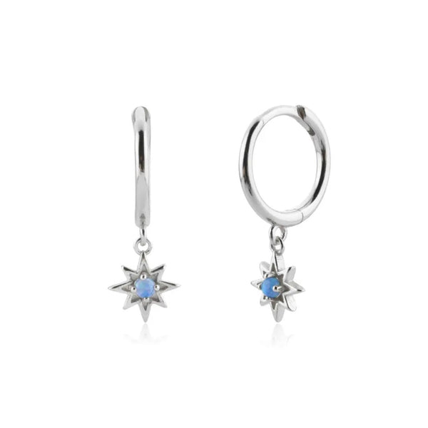 silver opal star mini earring