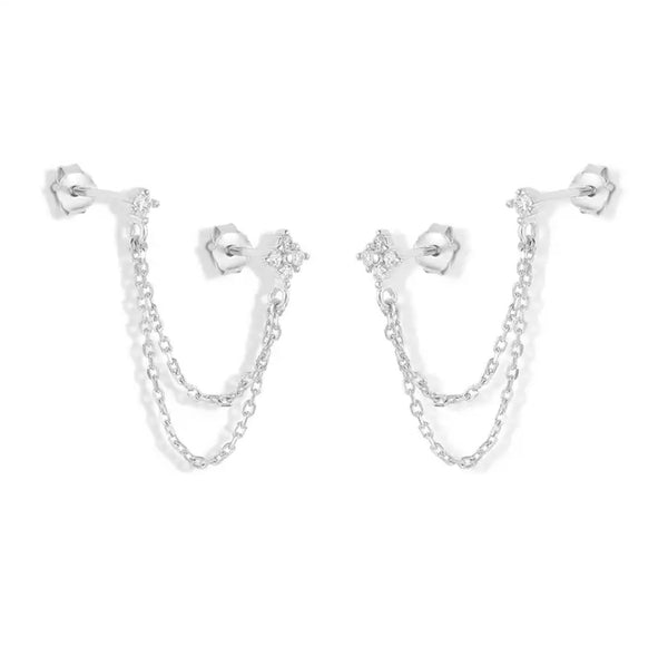 Helena Double Earring Stud Silver