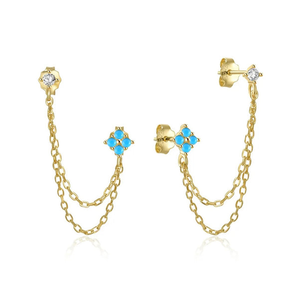 Helena Double turquoise stud earrings