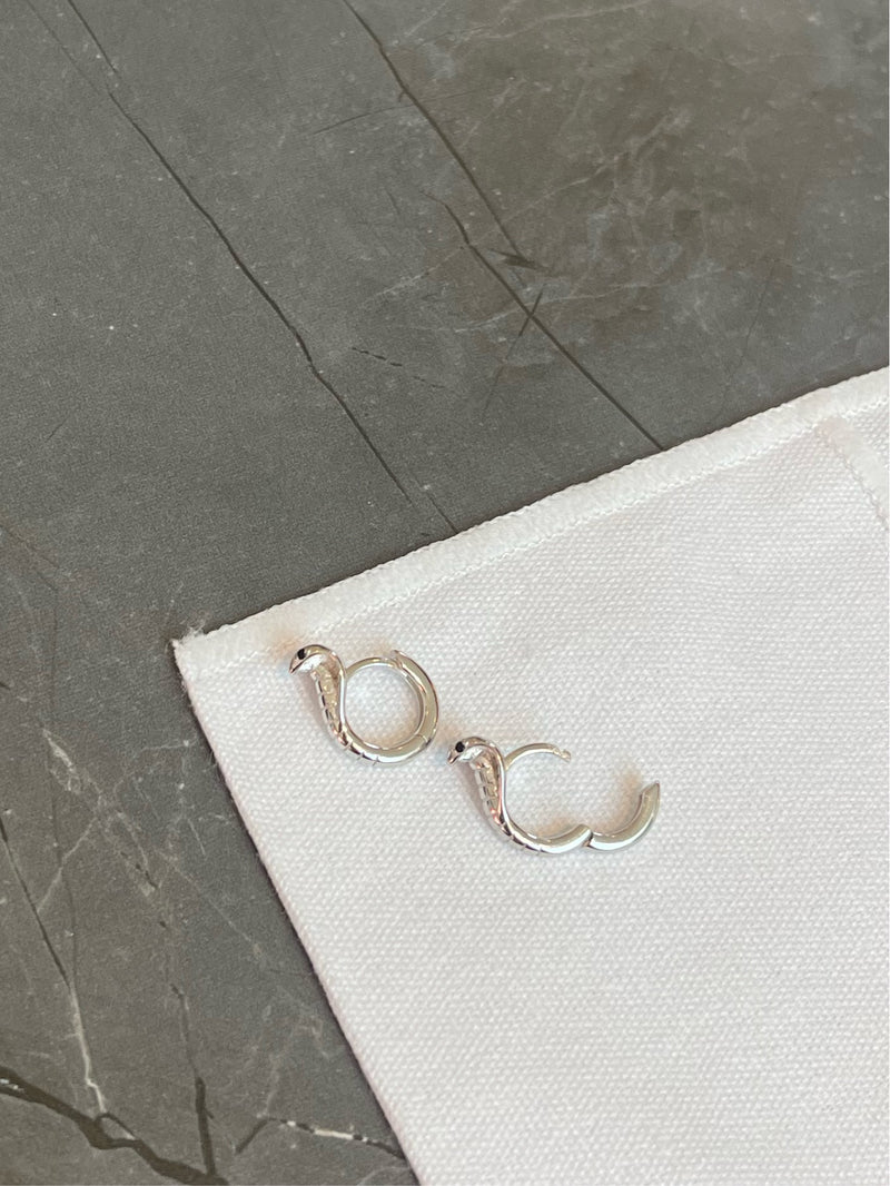 Mini Silver Snake Earrings